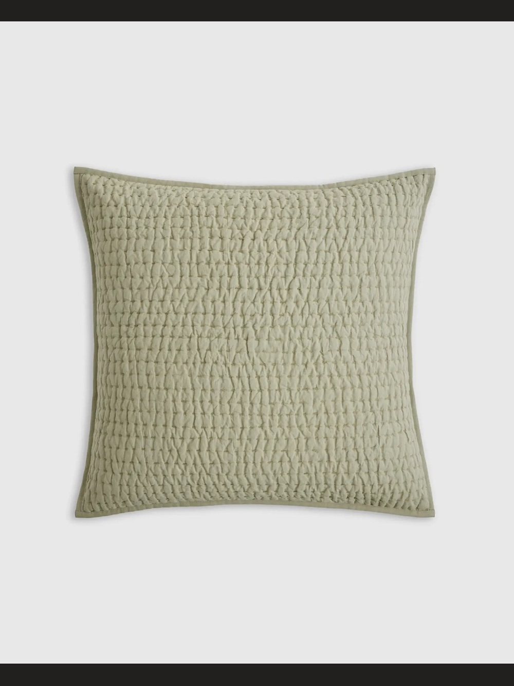 NWT Quince European Linen Cotton Stitch Quilted Euro Sham - color is Willowleaf